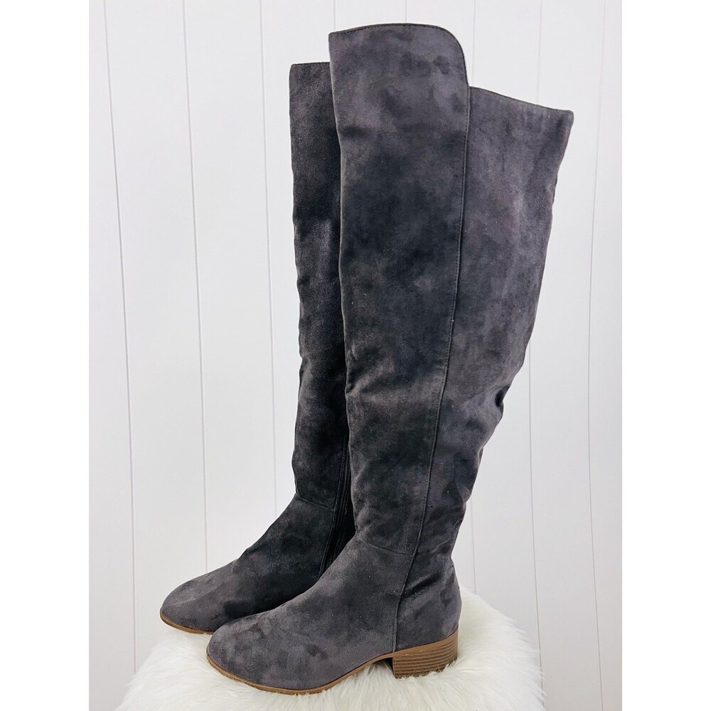 It's OK Brand Dark Grey Vegan Suede Over the Knee Riding Boots Size 9.5M